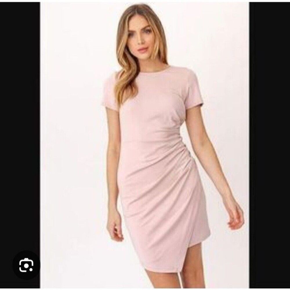 Gilli Blush Pink Ruched Bodycon Dress Large